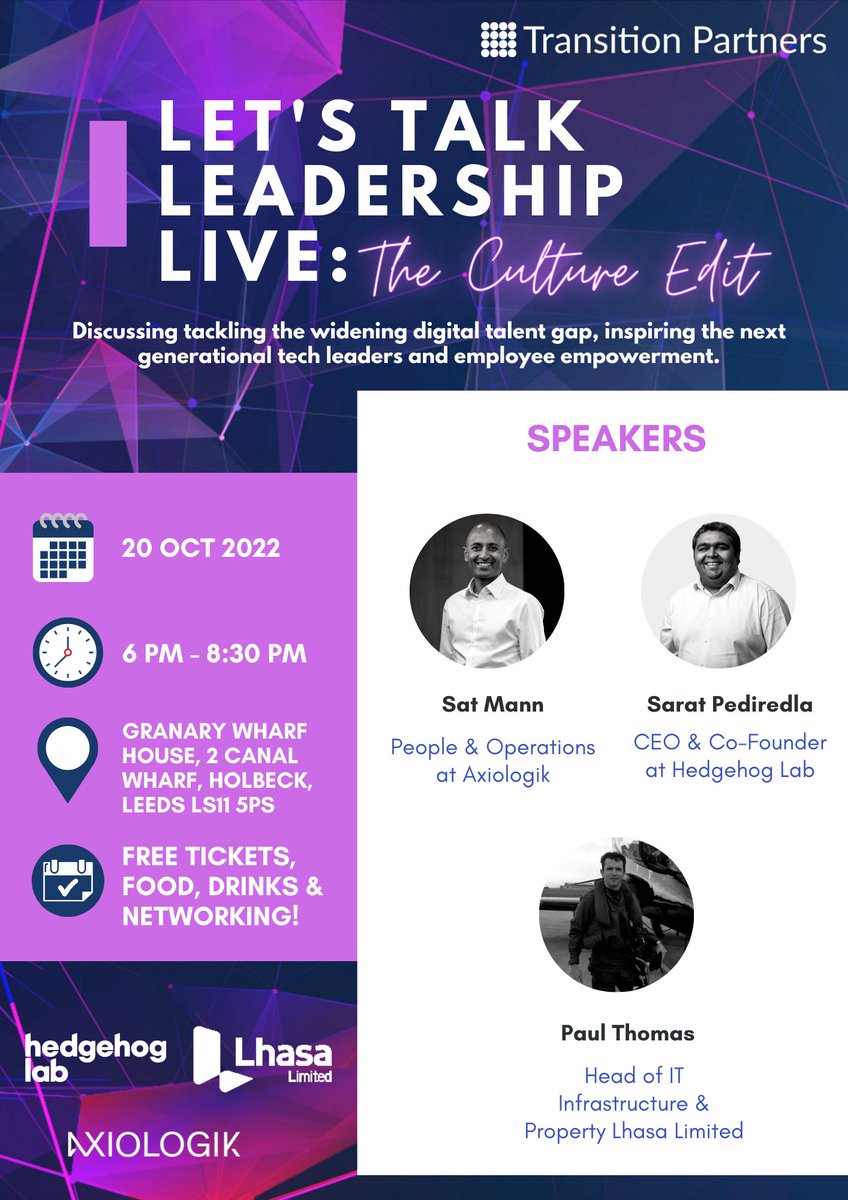 TransitionPRec's tweet photo. Our Let's Talk Leadership live event is back with a BANG! ⚡

Our hosts will be joined by three influential leaders who share a united passion for technology and unlock opportunities for more inclusive and diverse tech teams! 

Sign up here: https://t.co/ynwe8gu4cG