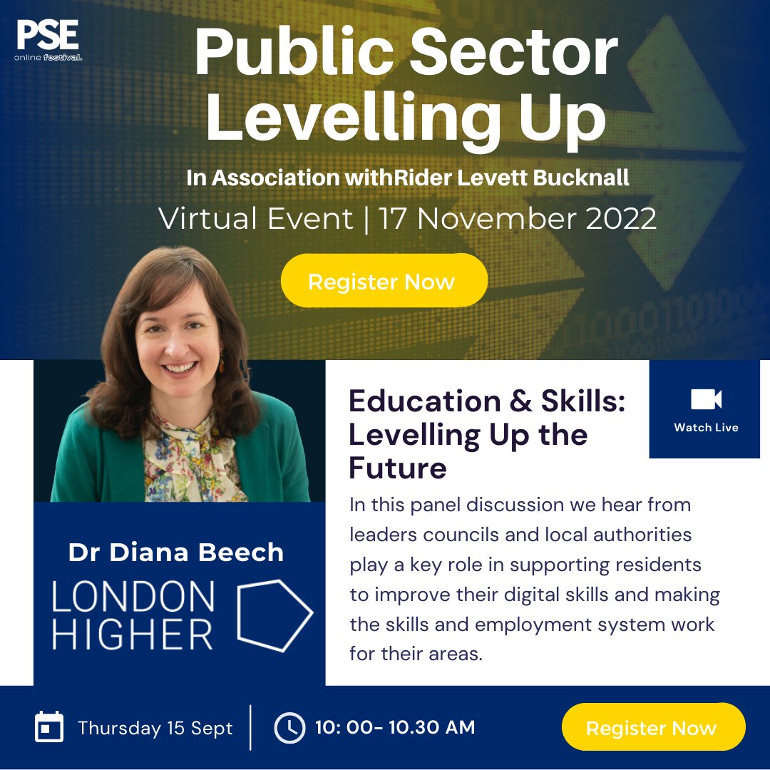 thepsenews's tweet photo. #PSE365 is excited to announce that Dr Diana Beech, @LondonHigher joins the Education & Skills: Levelling Up for the Future Panel Discussion on 17 November!
Register now to secure your place π
https://t.co/GC7e8RsOAJ
#LevellingUp #EducationandSkills https://t.co/2ZUkQfi3uM