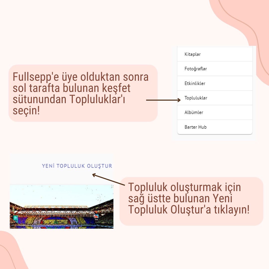 fullsepp's tweet photo. Fullsepp keşfetinde yer alan Topluluklar'dan ilgi alanlarınıza göre olan bir topluluğa katılabilir ya da kendiniz yeni bir topluluk oluşturabilirsiniz!🤩
Yeni bir topluluğun nasıl oluşturulduğunu öğrenmek için kaydırın👉🏼
#fullsepp #keşfet #topluluk #sosyalmedya #community https://t.co/M611iy3MIK