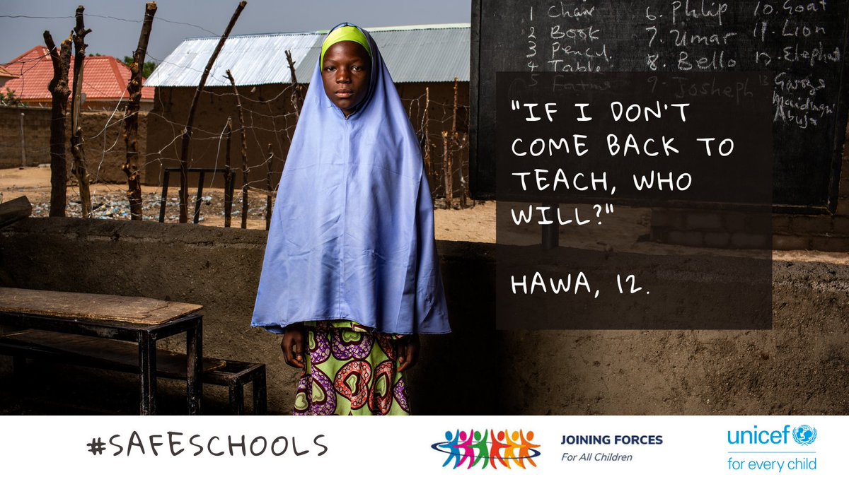 JO_ForcesWACA's tweet photo. After an armed group attacked a few years ago her village in North-East #Nigeria, Hawa thought she had lost everything. She is now back home and at school. Passionate about education she hopes to one day become a teacher herself. #SafeSchools 

#SafeSchools https://t.co/CRRTiLARsp