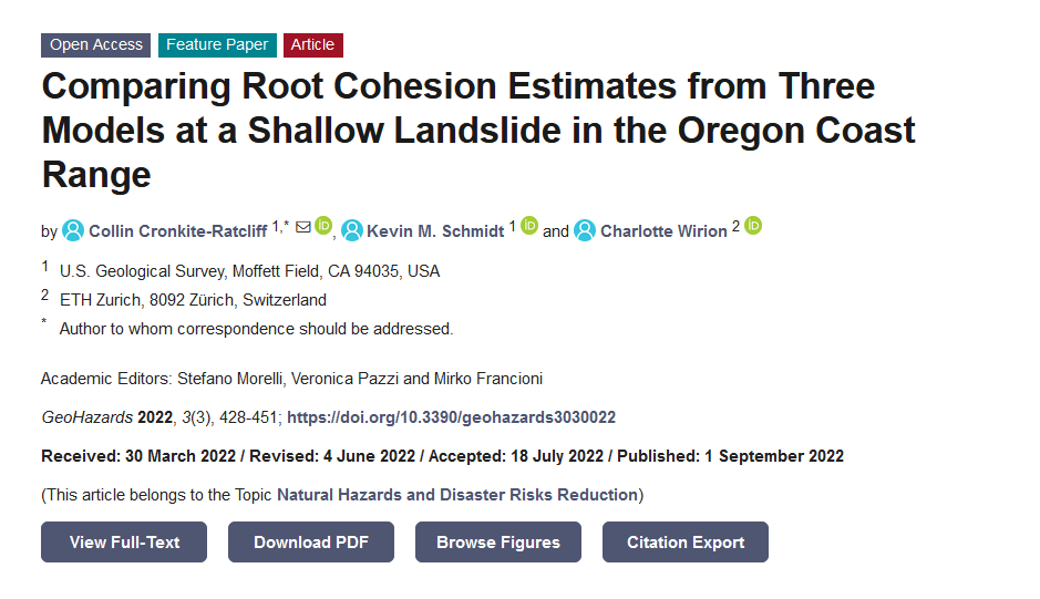GeohazardsM's tweet photo. #mdpigeohazards #Article
Comparing Root Cohesion Estimates from Three Models at a Shallow #Landslide in the Oregon Coast Range , by Dr. Collin Cronkite-Ratcliff, Dr. Kevin M. Schmidt and Dr. Charlotte Wirion.
Please read at:https://t.co/BJU4MRo1wN
#landslides
#slope_stability https://t.co/PYwol1erkD