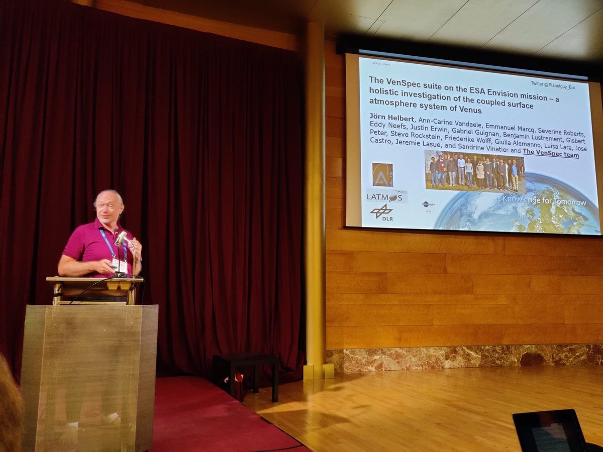 europlanetmedia's tweet photo. Going deeper into @envisionvenus science with 2 more presentations! Now @Planetguy_Bln from @DLR_en is speaking about #VenSpec suite: https://t.co/nyjjs5iAiM https://t.co/R36FcUeLcw