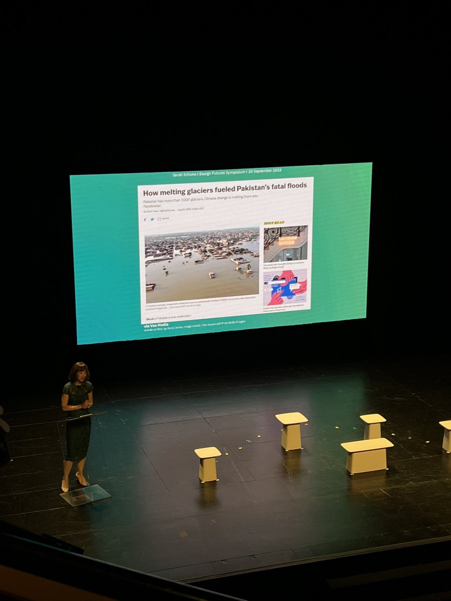 vroniranner's tweet photo. The next panel on #regenerativedesign starts w/ @sarah_ichioka making reference to #fritjofkapra s notion of #weboflife — making a pressing case by Pakistans‘ floods to move beyond current narrow framings of #sustainability #collectivemindsets #designfutures #singaporedesignweek https://t.co/DySS6VqiL8