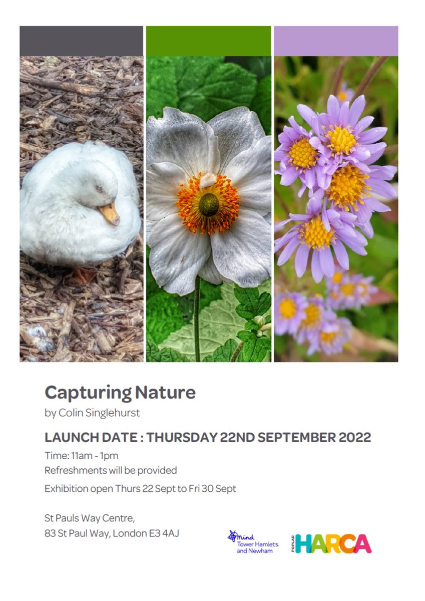 Join us for an amazing photography exhibition by a local artist. Thursday 22nd September from 11am - 1pm. St Paul's Way Centre, E3 4AJ