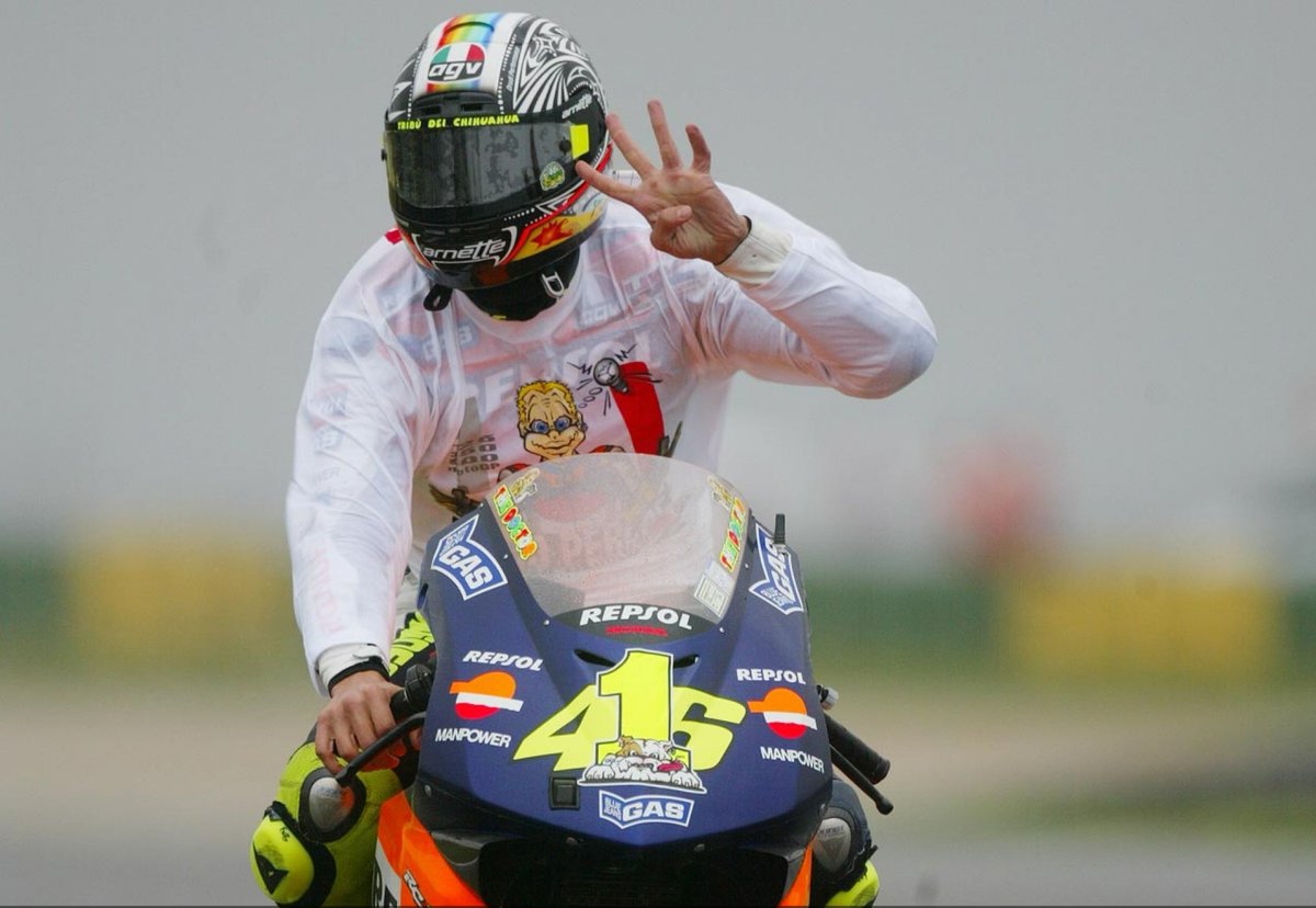 MotoGP's tweet photo. Two decades ago today, @ValeYellow46 became the first-ever World Champion in the modern #MotoGP era! ⏮️🏆 https://t.co/ZcUKhIJiMF