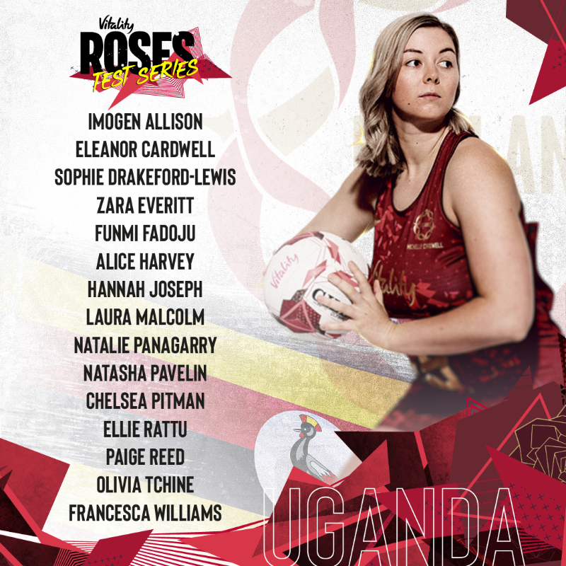 EnglandNetball's tweet photo. 🇺🇬 Vitality Netball International Series vs. Uganda
🇦🇺 Australia Series
🌍 Fast5 World Series

As @NetballWorldCup preparations step up, some new faces are set to take to the international stage for the Vitality Roses in the coming months 🌹

See who @JessThirlby has selected 👇