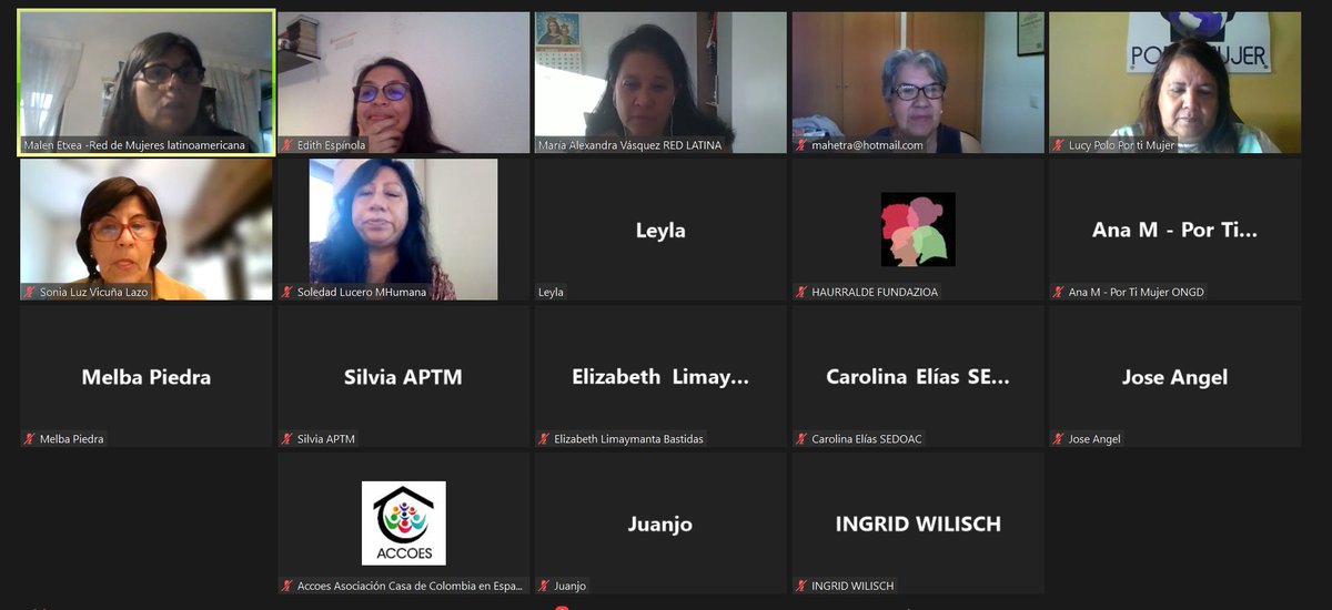 RedLatinas's tweet photo. #formación Esta mañana María Alexandra Vásquez, abogada experta en extranjería y socia de la Red, nos señaló las últimas modificaciones en la #Loex.
Con esta información avanzaremos en nuestra agenda de incidencia y defensa de derechos para todas mujeres migradas. 
#SomosRed https://t.co/BTfRYId47m