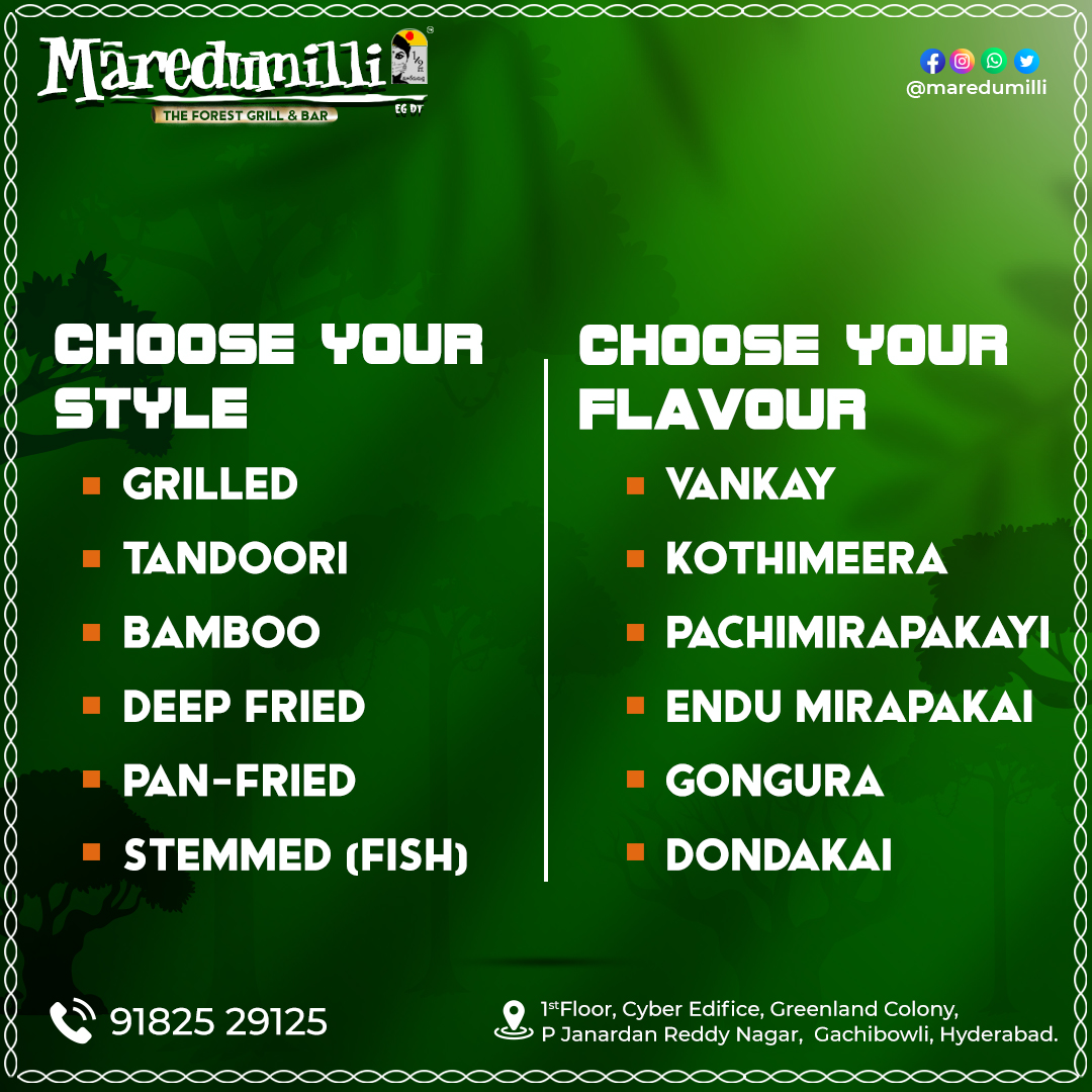 Maredumillifood's tweet photo. Choose your favorite style of cooking with natural flavors for your favorite food. Enjoy the Natural south Indian flavors in forest themed restaurant.
#forestgrillandbar  #restaurant #food #forest #grill #bar #waterfall #Tribehuts #Greenery #hyderabadfoodie #foodlover #ambiance https://t.co/IaVwffBySq