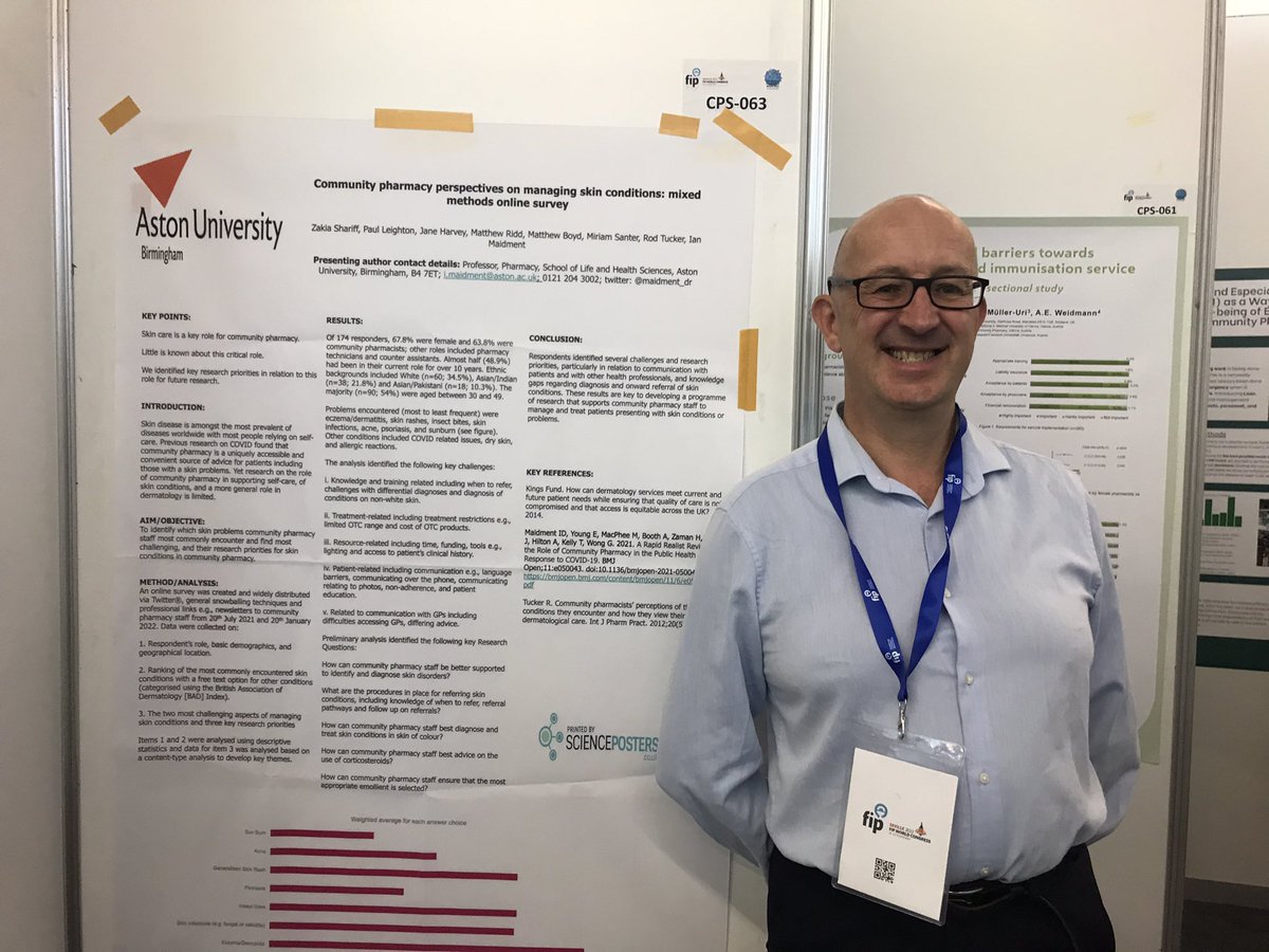 Professor Ian Maidment (@prof_ian_m) on Twitter photo What are the key research priorities for community pharmacy in skin care? <a href="/FIP_org/">FIP</a> CPS-063
<a href="/janehaworth2/">Jane Harvey</a> <a href="/riddmj/">Matthew Ridd</a> <a href="/MiriamSanter/">Miriam Santer</a> <a href="/sapcacuk/">SAPC</a> What are the key research priorities for community pharmacy in skin care? <a href="/FIP_org/">FIP</a> CPS-063
<a href="/janehaworth2/">Jane Harvey</a> <a href="/riddmj/">Matthew Ridd</a> <a href="/MiriamSanter/">Miriam Santer</a> <a href="/sapcacuk/">SAPC</a>