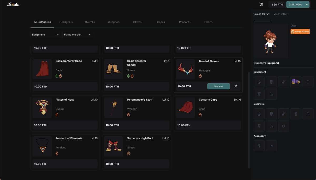 Ejeula88's tweet photo. Evolvable NFTs and Carts

So you have a character NFT that you want to accessorise, @SoukTrade allows you to preview equipment before committing to your purchase.

Before/After: trying on equipment https://t.co/bWiFHlAIOs