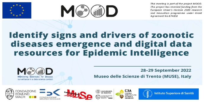 📢Everything is ready for the MOOD #workshop  "Identify signs and drivers of zoonotic diseases emergence and digital data resources for Epidemic Intelligence" organized by <a href="/fondazionemach/">Fondazione Edmund Mach</a> 

👉Check the final programme: bit.ly/3Se6EBe 

📅 28-29 Sept

#OneHealth #zoonosis