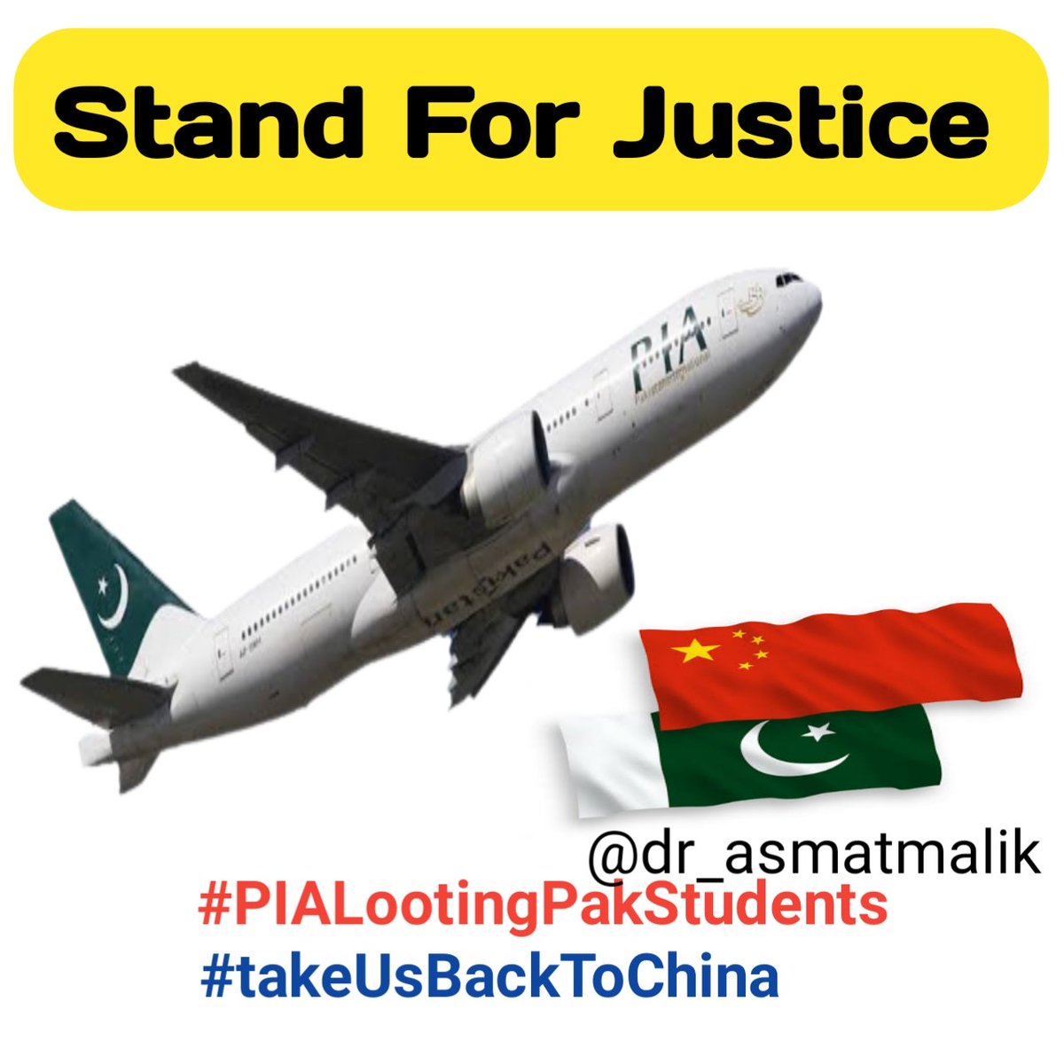 dr_asmatmalik's tweet photo. Dear Students stand for Justice. We demand from both #Pak_China govts stop injustice. Now In Pak Airlines are looting the students, In China hotels are looting. Students are facing mental torture since Mar 2020 @Official_PIA
PM @CMShehbaz
#PIALootingPakStudents
#takeUsBackToChina https://t.co/8p41NEwceI
