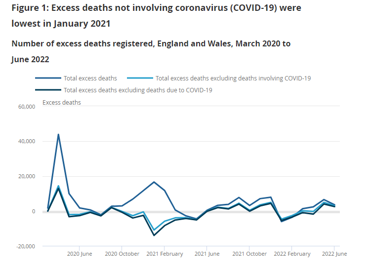 AdeleGroyer's tweet photo. @ONS has today released data showing excess mortality for March 2020 to June 2022. 

ONS estimates 137,447 excess deaths in England &amp; Wales. However excluding deaths involving Covid, there have been 31,397 FEWER deaths than expected.  1/n https://t.co/4Cod2QMT0F