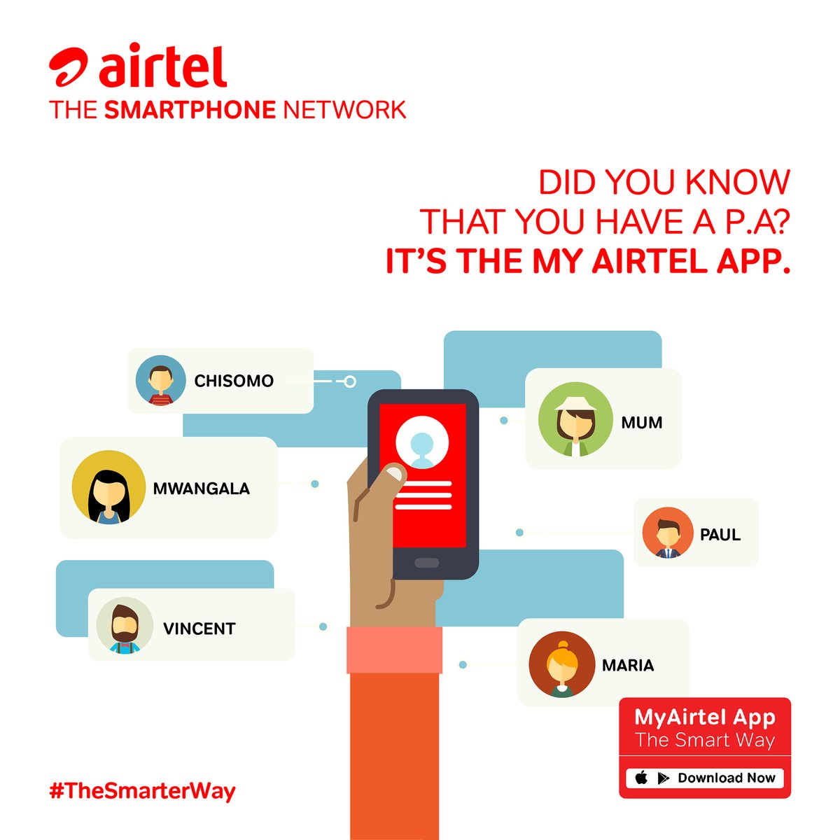 Airtel_Zambia's tweet photo. Forget memorizing numbers. Access all your contacts when transacting on My Airtel App. Click here to download app https://t.co/mfM3R9enBp https://t.co/vAUrxdGg2C