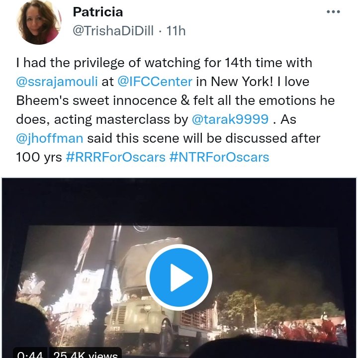 AmmuDeepu6's tweet photo. People from new york about @tarak9999 acting in #RRRForOscars #NTRForOscars https://t.co/vWQWbRvL12