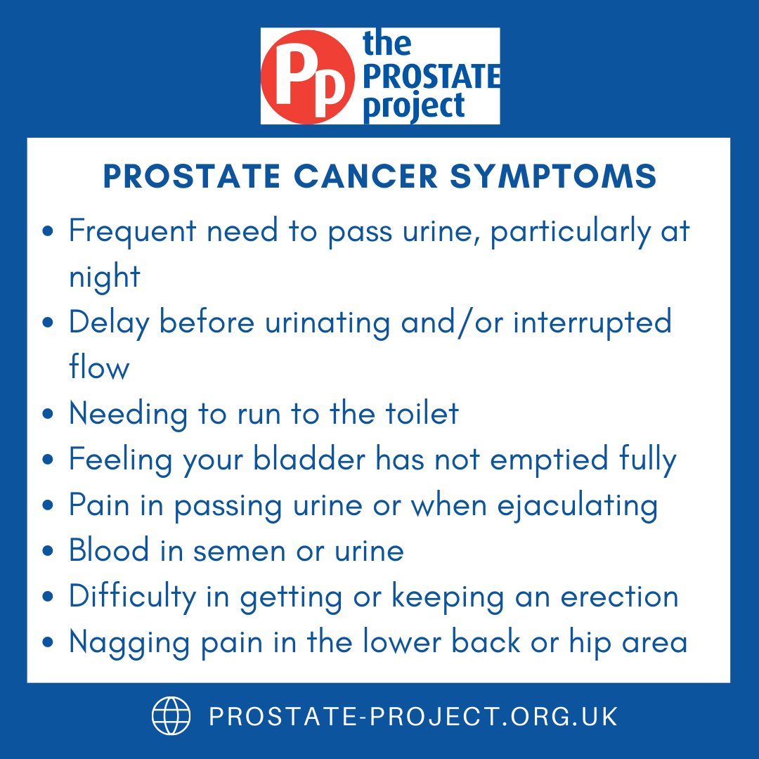 _ProstateProjec's tweet image. It&apos;s Prostate Cancer Awareness Month - here are some symptoms to be aware of, but please note, sometimes prostate cancer can be symptomless. 
#theprostateproject #prostatecancer #prostatecancersymptoms #guildford #ukcharity