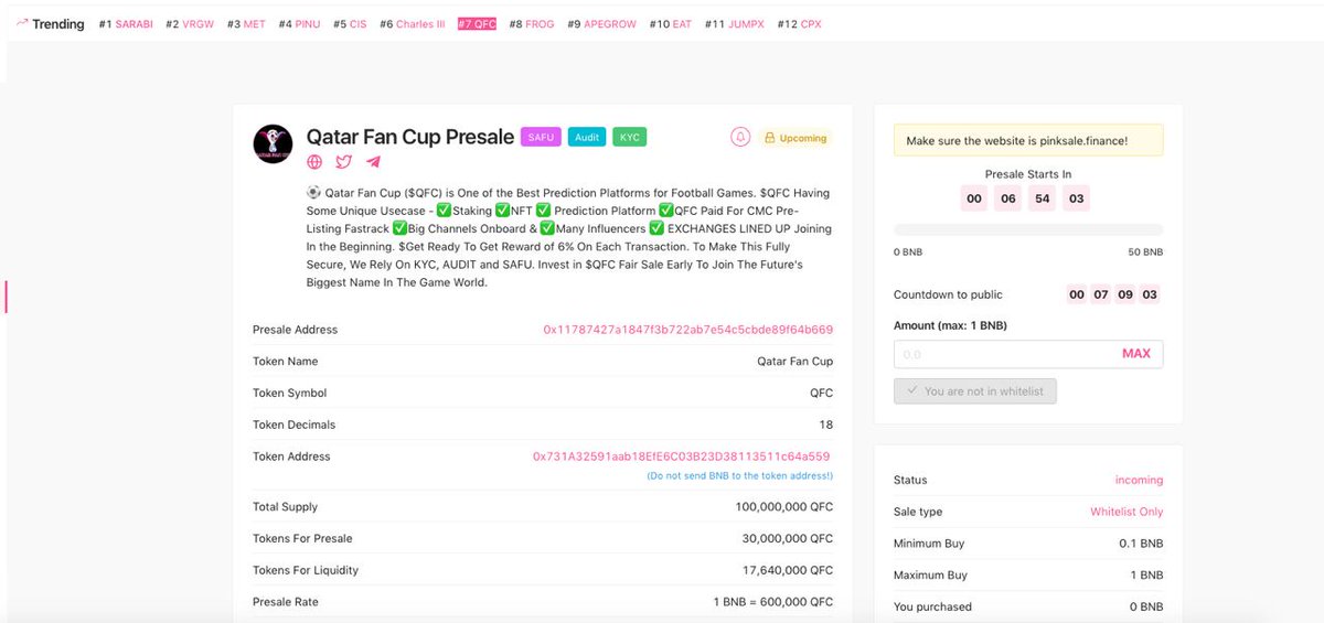 Qatar Fan Cup - Safu + Kyc + Audited WL Contest. tweet media