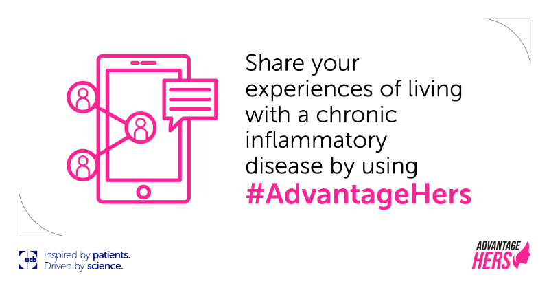 ucb_news's tweet photo. As the Advantage Hers campaign continues to evolve, we remain inspired by all of your stories. Please continue to share your experiences of living with a chronic inflammatory disease by using #AdvantageHers across your social posts. https://t.co/Dz3UuFaCeE