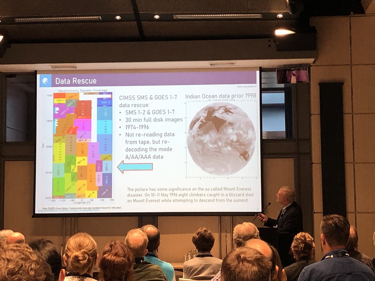 LotharSchueller's tweet photo. @JSchulz_EUM continues on generating a fundamental „Geo-Ring“ data records in cooperation with @eumetsat @NOAA +  @JMA_kishou. Recent data rescue successes makes discover satellite views on the 70‘s .#emsc2022 https://t.co/hwUWToWM03