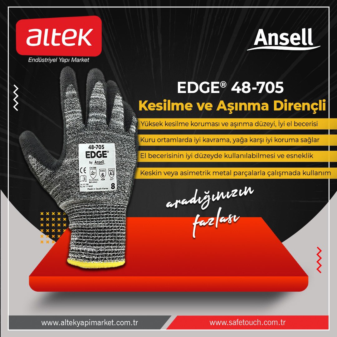 altektr's tweet photo. ANSELL EDGE®️ 48-705 / Kesilme ve Aşınma Dirençli Eldiven

💧 TÜRKİYE’NİN EN BÜYÜK ENDÜSTRİYEL YAPI MARKETİ

Aradığınız ne varsa tek adreste...

https://t.co/w7VqJsfuoo

#altekyapi #yapimarket #ansell #ansellturkiye #anselleldiven #anselsolvex #issagligi #isguvenligi #iskazalari https://t.co/w7Pq0e9m98