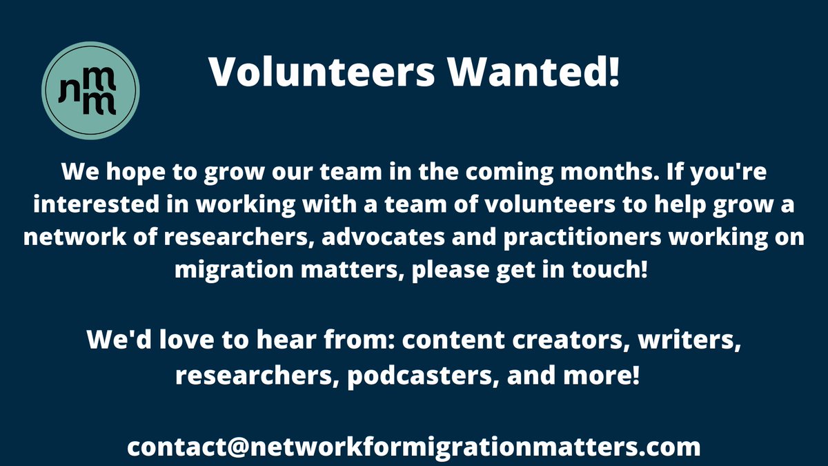 NMM is growing! Are you studying/working on/researching migration related matters? To find out more or express your interest, get in touch!