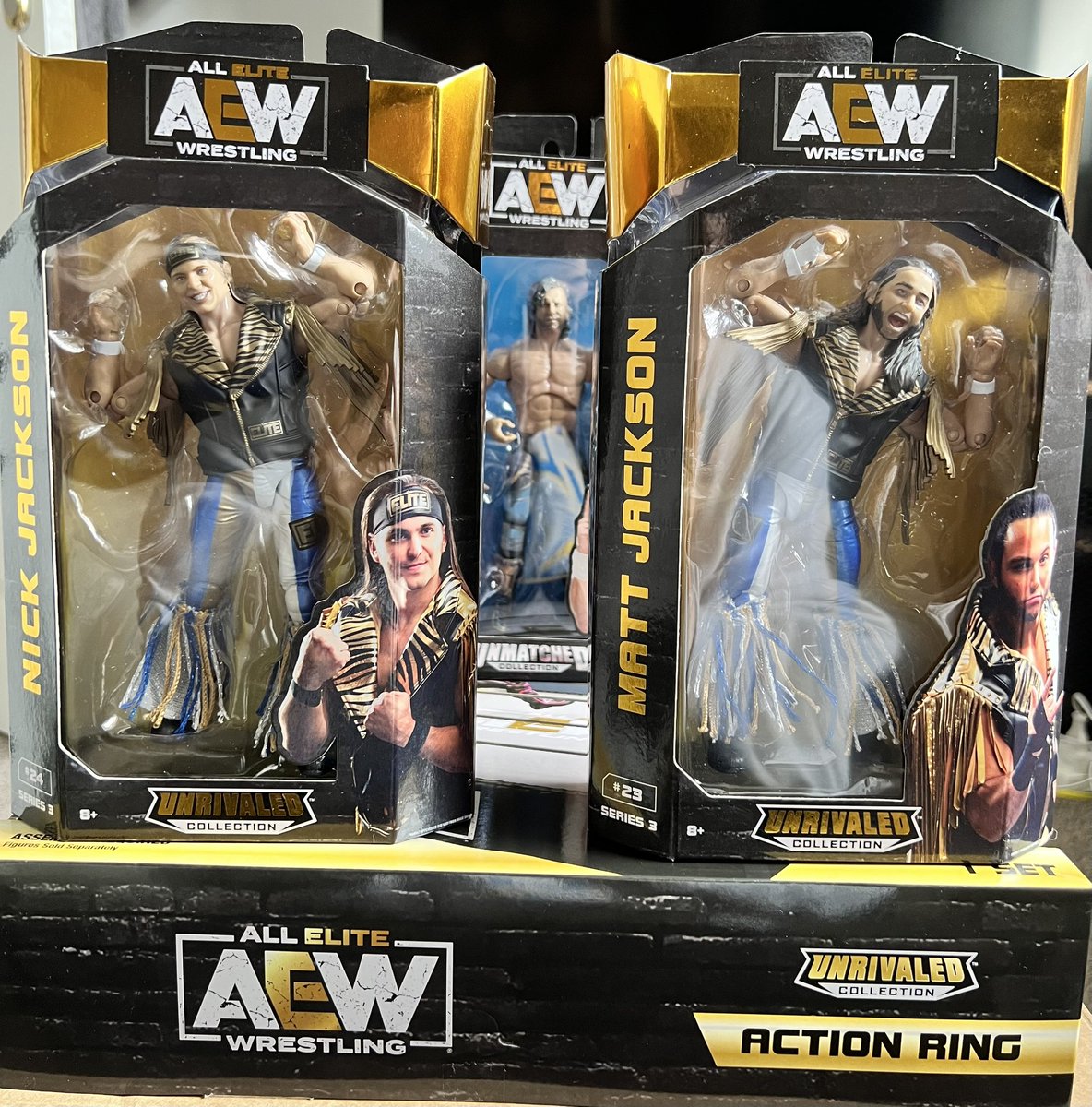FrancoS4nchez's tweet photo. So I went from Owning my first ever @AEW #AEW action figure to owning a lot moreโฆ๐ #AEWUnrivaled #UnrivaledCollection #AllElite #BTE #FTR #YoungBucks #KennyOmega
Two of the best tag teams alive:
@CashWheelerFTR & @DaxFTR & @youngbucks
The Best Bout-Machineee @KennyOmegamanX https://t.co/Kl2nksO6BO