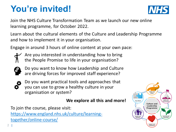 culture_nhs's tweet photo. NEW FROM THE #NHS CULTURE AND LEADERSHIP PROGRAMME:
🔗https://t.co/B60BwQ6eHX 

#Culture @people_nhs @RonkeAkerele @NHSE_DoOD https://t.co/Wp9eQrCvwk