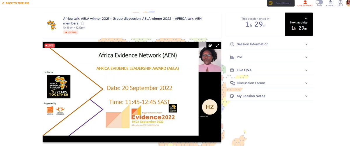 Africa_evidence's tweet photo. #EVIDENCE2022 DAY 2 | The #AfricaTalk is presented by the winner of the Africa Evidence Leadership Award #AELA 2021, @Dee_warira. She shares highlights of her tenure as #AELA2021 winner and celebrates #AENis10! https://t.co/kEmULyYwhT