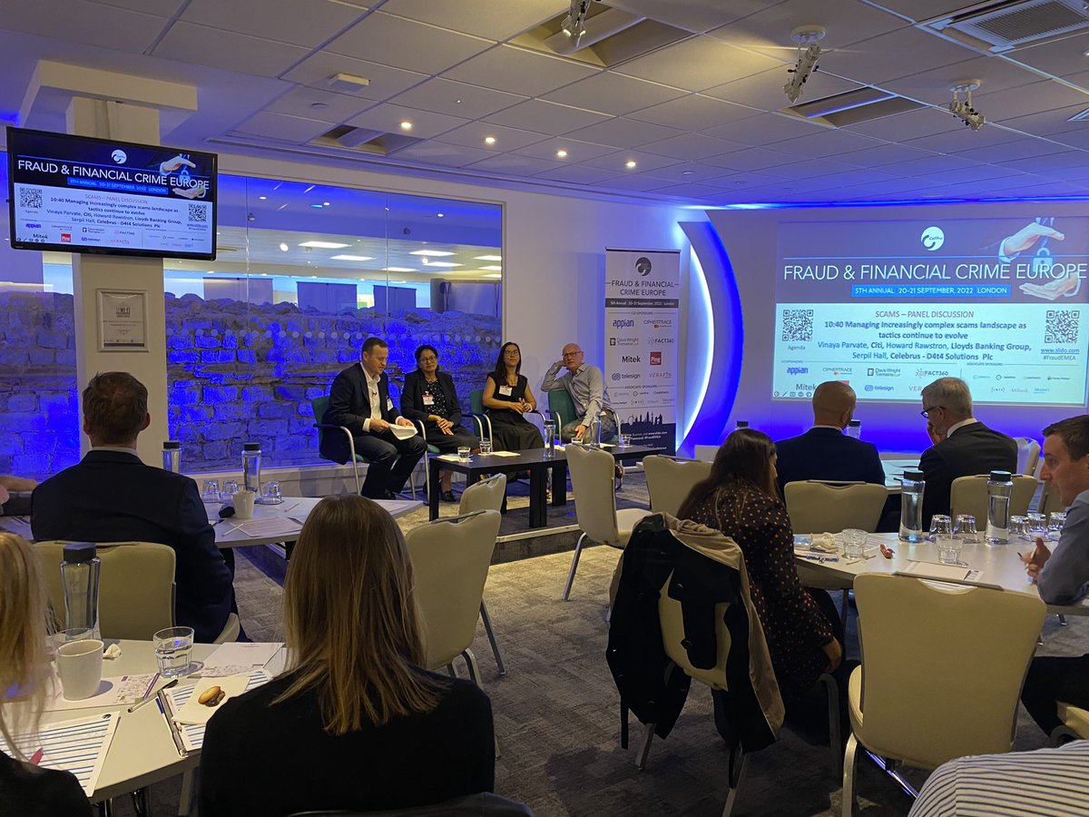 BurtonChanSenAI's tweet photo. Our fraud lead, Serpil Hall, taking part in the panel discussion at #CeFPro alongside Citi & Lloyds Bank covering the Scams topic & the inherent challenges the banks face in stopping them #Scams #fraudprevention https://t.co/MVemvUNUe8
