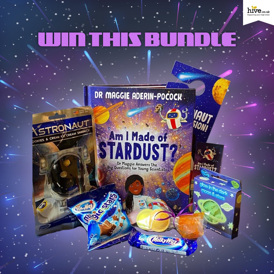 BOOK #GIVEAWAY🌌🎉

Thanks to <a href="/BusterBooks/">📚 Buster Books 📚</a>, imprint of @omarabooks, we're excited to give away this bundle of galactic goodies to celebrate Am I Made of Stardust? from Dr Maggie Aderin-Pocock!🌠

To enter👇
1. Follow <a href="/hivestores/">Hive.co.uk</a>  &amp; <a href="/BusterBooks/">📚 Buster Books 📚</a>☑️
2. Comment and RT! ☑️

Good Luck!