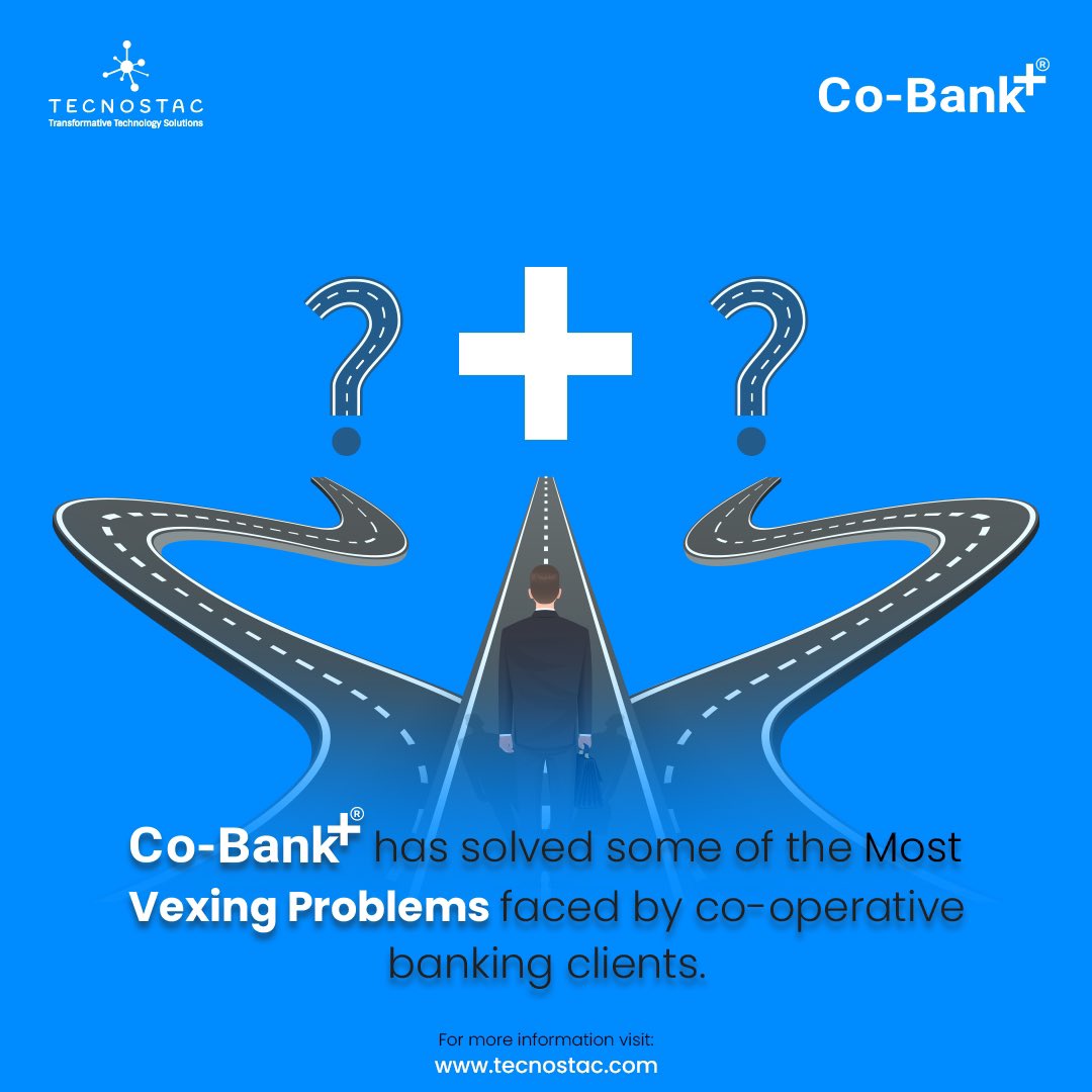 tecnostac's tweet photo. CoBank+ is a core banking solution for cooperatives and trade groups. We want you to do and achieve more in less time. #efficiency  

Co-Bank+ has solved some of the most vexing problems faced by co-operative banking clients. 

For too long, the SACCOs and MFIs of Africa have https://t.co/HAyXHqHyzr