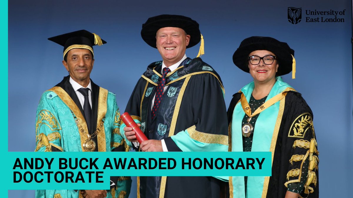 UEL_News's tweet photo. Author, former headteacher, coach and CEO Andy Buck has received an Honorary Doctorate of Education at one of our graduation ceremonies last week: https://t.co/wyEt9SBFNS
Congratulations to @andy_buck! #UELGrad22 https://t.co/M160Wr6TzX