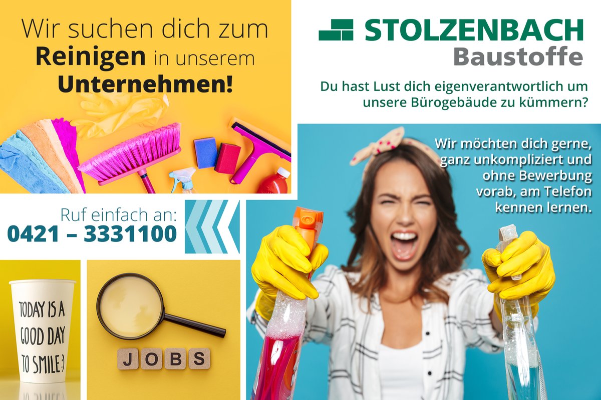 Wenn du auf der Suche nach einem neuen Job bist, dann ruf uns einfach an. Wir möchten dich gerne, ganz unkompliziert und ohne Bewerbung vorab, am ☎️Telefon☎️kennen lernen.
☎️ 0421 – 3331100 #job #freieStelle #Jobangebot #Bremen #reinigungskraftgesucht #reinigungskraft