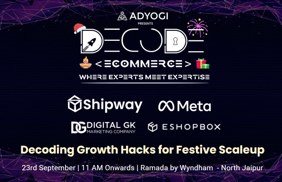 ShipwayDotCom's tweet photo. Announcement: We partnered at #DecodeEcommerce by @AdyogiPlatform.
Join D2C service enablers & founders from Shipway, @Meta, @GkDigital1, @eshopbox, etc. to get insights on Growth Hacks for D2C during festive season.
Register: https://t.co/2CPkeVsMzK
#EcommerceHack #D2CSummit https://t.co/FAK7yWUpBi