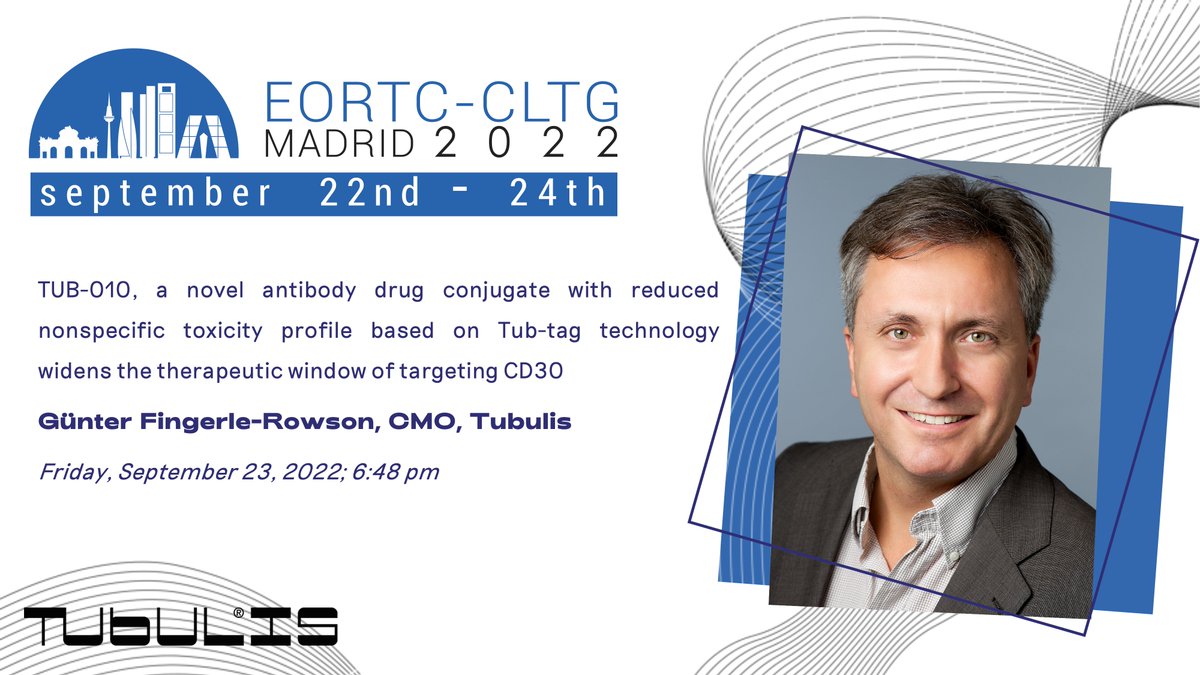 Don’t miss our CMO, Günter Fingerle-Rowson <a href="/EORTC/">EORTC</a>’s CLTG meeting where he will present new data on our #lymphoma-targeting #ADC candidate TUB-010, based on our Tub-tag conjugation technology. For more information: bit.ly/3Baq0BP
