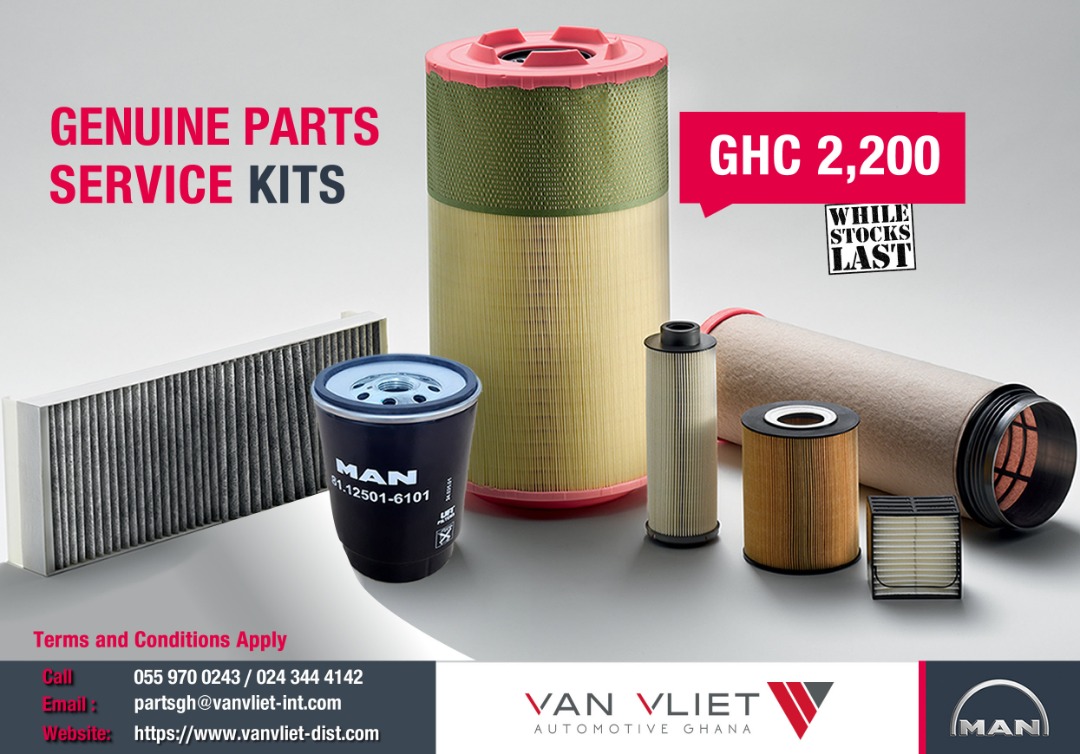 vanvliet_gh's tweet photo. Dear Cherished Customer,
We are offering you Genuine MAN Service Kits and Servicing at a discounted price.
For further enquiries and purchases contact us via email at infogh@vanvliet-int.com
#MAN #sales
#trucks #trucking #readytogo #sparepartspromotion #servicepromotion https://t.co/8GA5V8e5Hz
