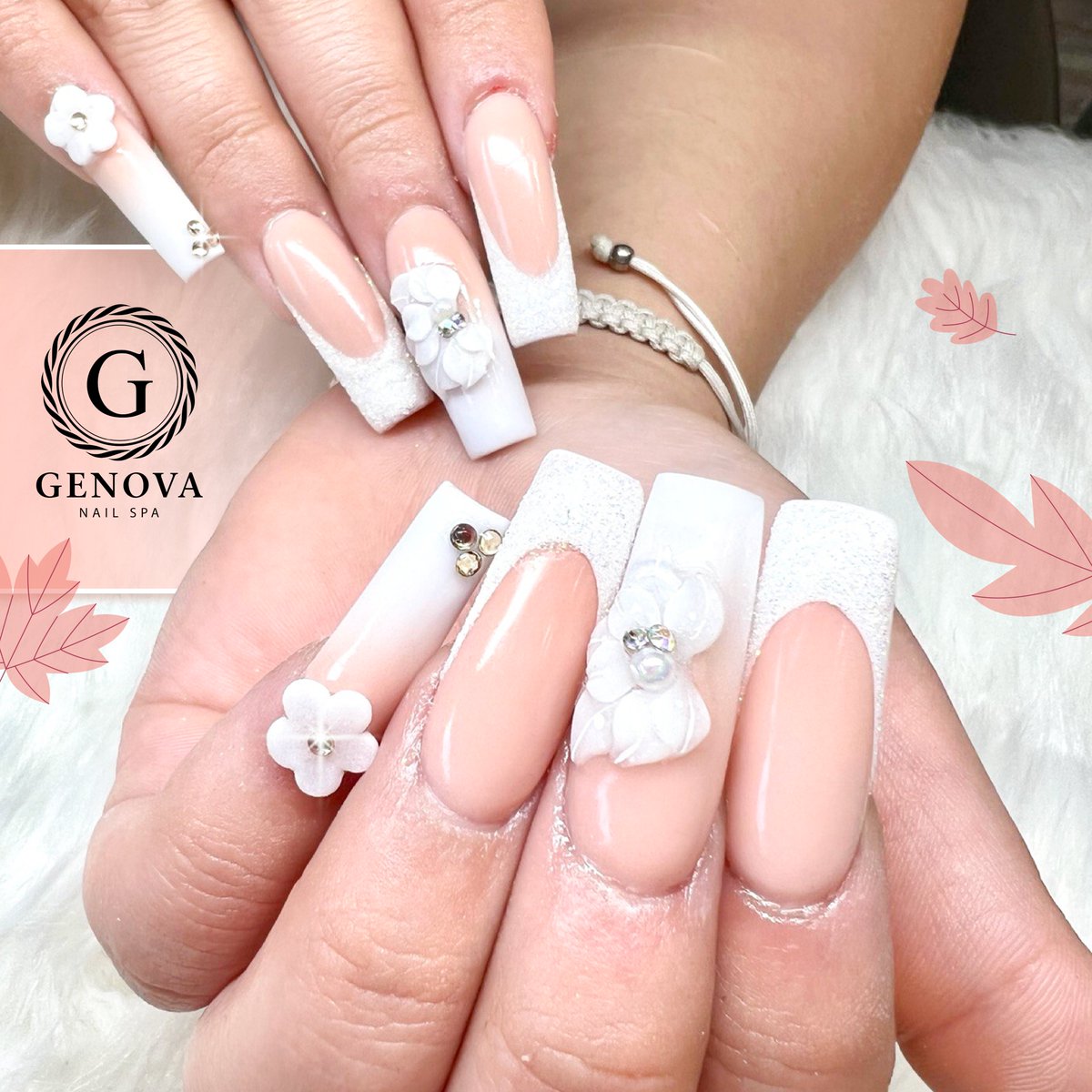 💖 Time to BLOW your nail game out of the water!
Visit Genova nail spa to express your creativity and leave with a masterpiece you can be proud of. 
 #genovanailspa #genovanailpearland #flowernailart #pinkwhitenails  #bestnailpearland