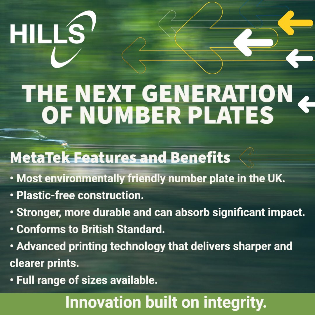 HillsPlates's tweet photo. MetaTek is 99% recyclable, making it the most eco-friendly number plate on the market. Find out more today! https://t.co/UaCBqDuvKu #MetaTek #Hills #Numberplates #EcoPlate #Green https://t.co/DHwQOG4xiw