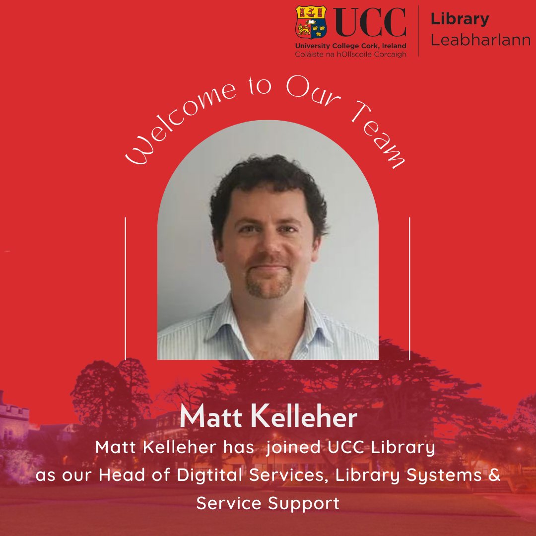 Congratulations to our former librarian Matt on being appointed to a new role as Head of Digital Systems in UCC. Best of luck! 