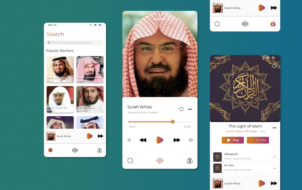 code_blve's tweet image. It's frustrating trying to find Quran albums and Reciters on the internet. Almost impossible even, well it just got easier, famous reciters and their album collections all in one place! #DesignUp22 #designthinking