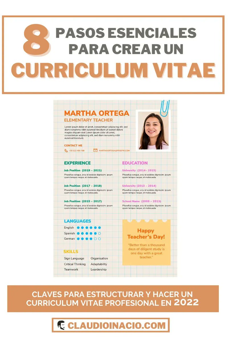 cinacio06's tweet photo. 🎯 8 Pasos a tener en cuenta a la hora de crear un #Curriculum profesional 👉 https://t.co/GPiYQTSPj0 

#cv #rrhh #curriculumvitae https://t.co/G4CMv8jzqP
