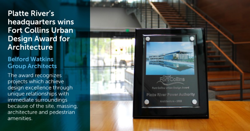 PRPAuthority's tweet photo. #BigNews! @fortcollinsgov presented #PlatteRiver and Belford Watkins Group LLC with the Urban Design Award for Architecture for the design and construction of our new headquarters campus. Major thanks to Belford Watkins for bringing our vision to life!