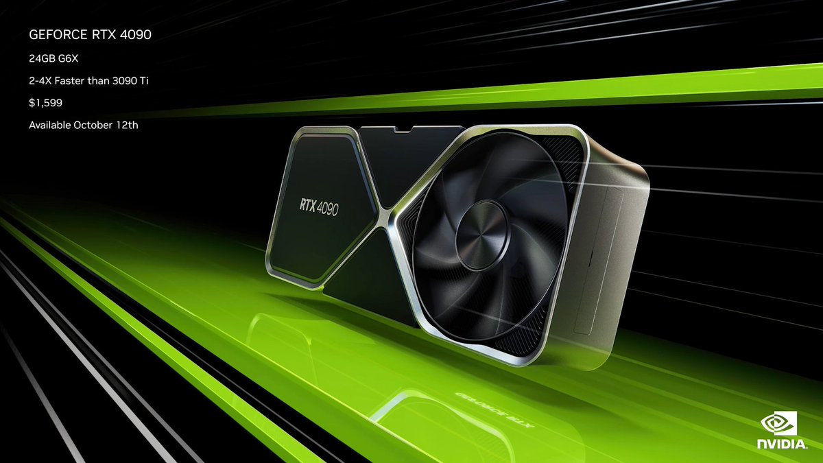 JVCom's tweet photo. 🍅 Les RTX Série 4000 annoncées !

- RTX 4080 : 899$ (12Go) / 1199$ (16 Go)
- RTX 4090 : 1599$

La 4090 sera disponible le 12 octobre, et les 4080 en novembre. https://t.co/OPPXtGmzvD