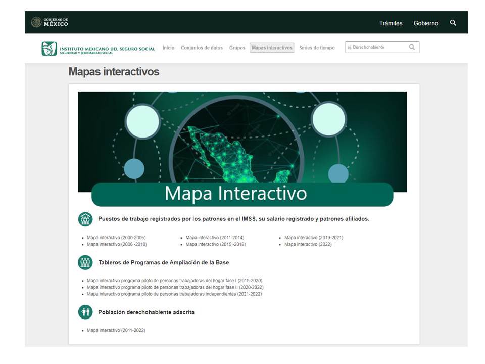 NormagabrielaL5's tweet image. A partir de hoy, en la página de @Tu_IMSS @zoerobledo se puede visualizar 2 nuevos mapas interactivos con información del Programa Piloto para Personas Trabajadoras del Hogar y Trabajadoras Independientes.
datos.imss.gob.mx/mapas-interact…
