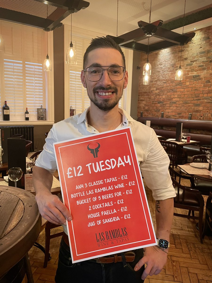 Daniel is looking forward to welcoming you..
Open from 5pm for £12 #Tuesday 🇪🇸

LasRamblasWineandTapas.co.uk
01925 654199

#LasRamblas
#SpanishRestaurant 
#Warrington
#Cheshire