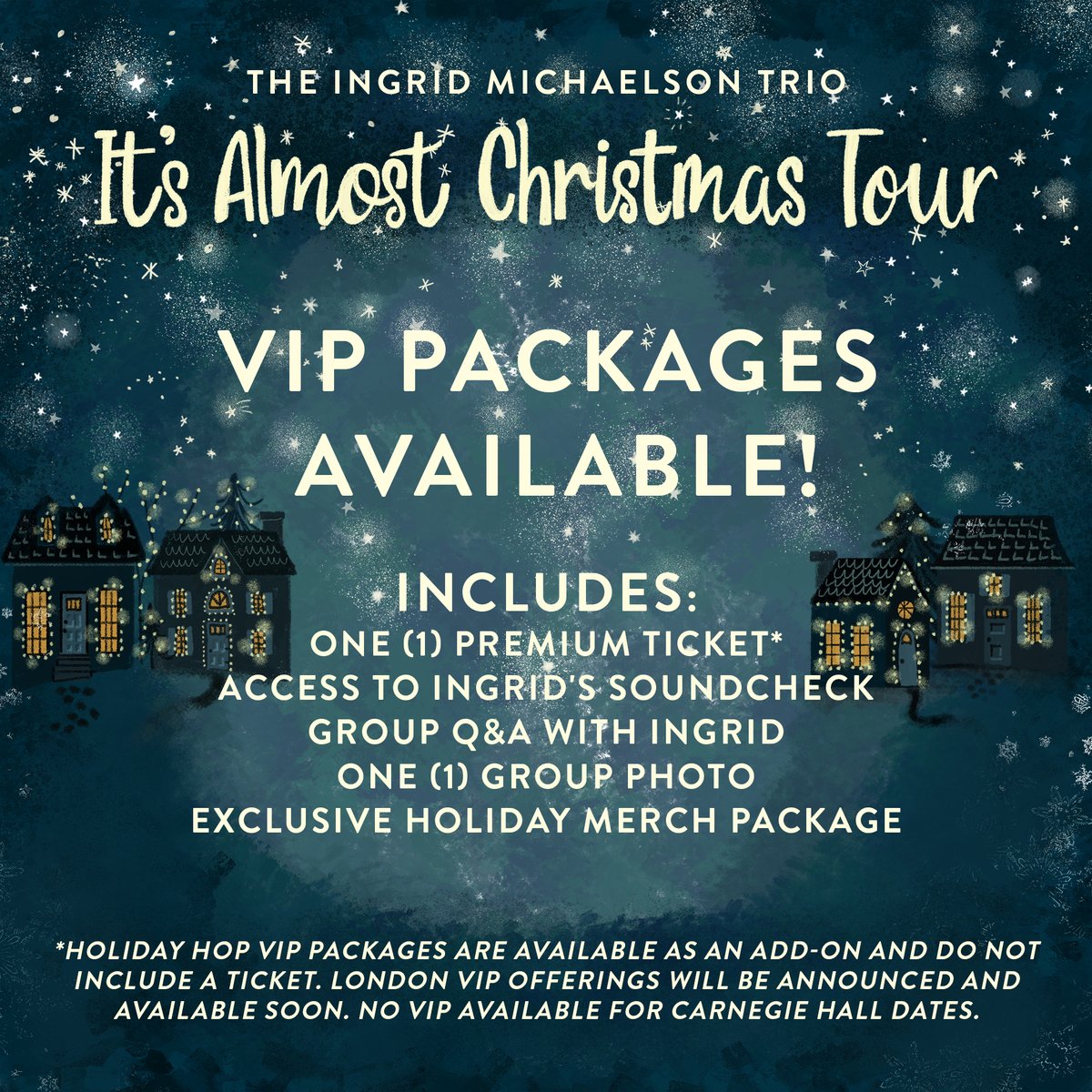 Ingrid is kicking off her favorite time of year with the It's Almost Christmas Tour! 🎄🎁 Pre-sale starts tomorrow at 10AM ET. Tap the images to check out the dates + sign up for Ingrid’s mailing list for the pre-sale access code: ingridmichaelson.com/mailing-list/s…
 #ItsAlmostChristmasTour