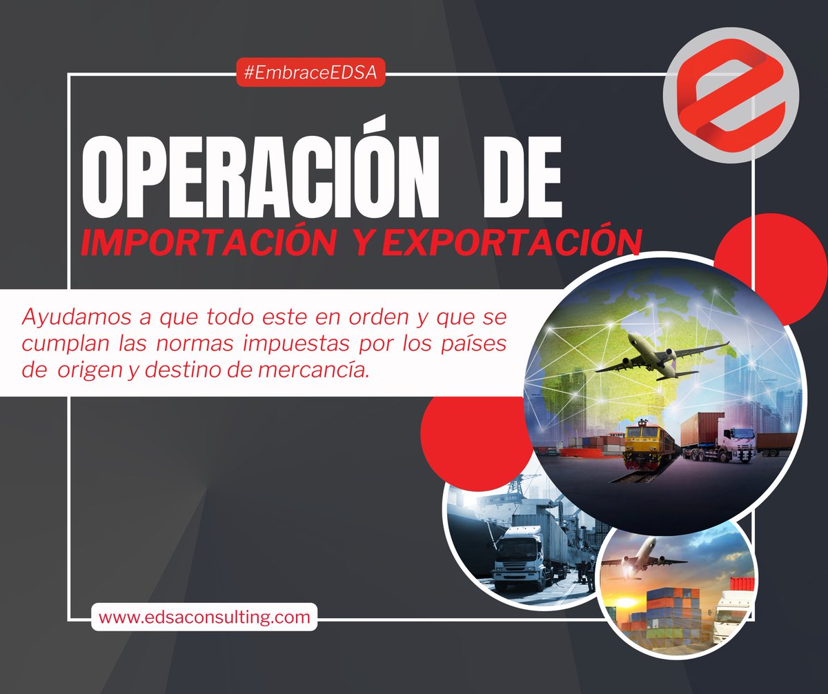 EdsaConsulting's tweet photo. Nuestro Equipo Especializado de Cumplimiento Legal en #ComercioGlobal y #Aduanero brinda soluciones integrales en #ComercioInternacional
➡️ Conócenos en https://t.co/S5kpVN4uuM 
#EDSAConsulting #EmbraceEDSA https://t.co/fGdR7u7Prm