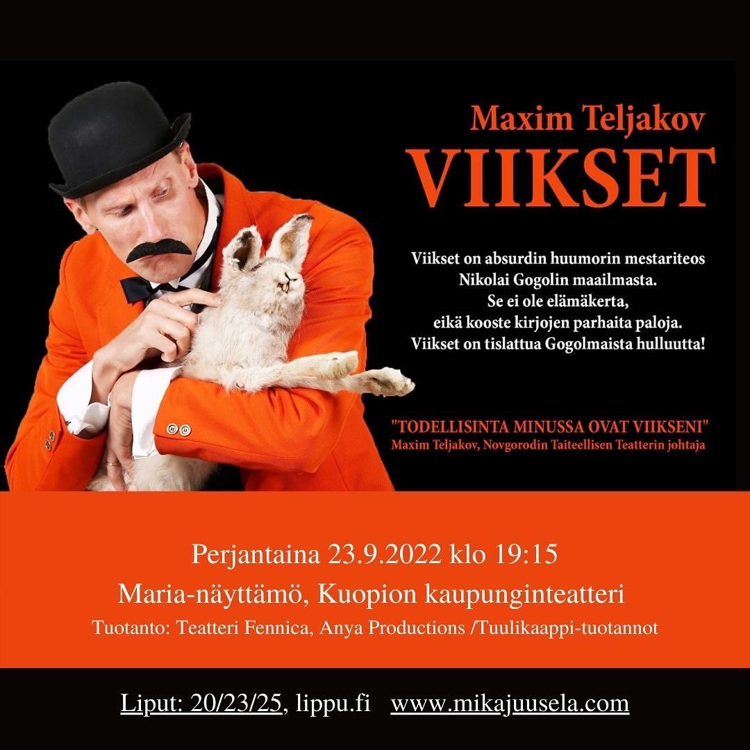 Anyaproductions's tweet photo. Näyttelijä Mika Juuselan soolo tulee nähtäville @Kuopionteatteri 23.9.2022 klo 19.15. Varoitus! Esitys sisältää naurettavat irtoviikset, vaatii katsojalta absurdin huumorin sietokykyä ja kykyä istua paikallaan tunnin ja 10 min. https://t.co/4j6i2VA0iB #anyaprotuottaa #kuopio https://t.co/lBz5SMubIb