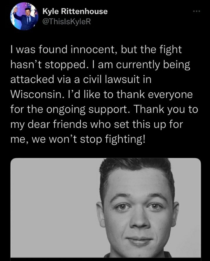 m_e_m_e_s_t_a_r's tweet photo. Kyle Rittenhouse was not "found innocent". He was GIFTED freedom from his crime of MULTIPLE MURDERS by a judge who was a massive Trump sycophant. It was a sham trial, and only MAGAts think he's innocent. Decent people know he is a murderer who shouldn't be free. https://t.co/9s7TRXyflJ