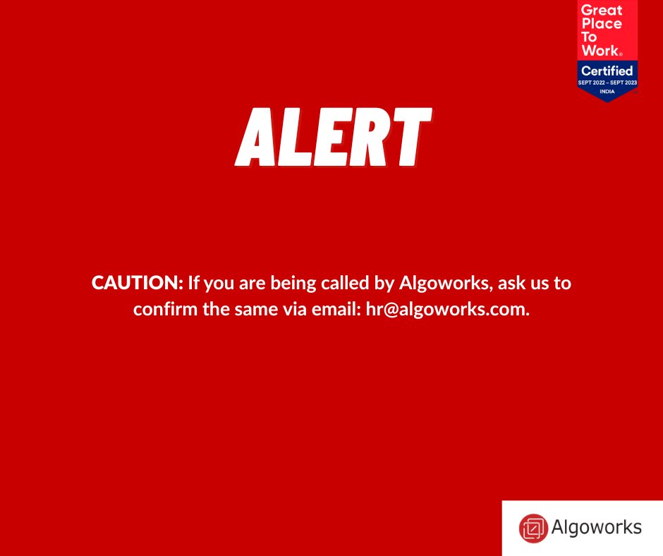 algoworks's tweet photo. Help us spread the word. #disclaimer

Stay safe.

#caution #disclaimer #Hiring #stasafe #comment #shareit #betterworkingworld #SpreadTheWord https://t.co/w9U30ftpte